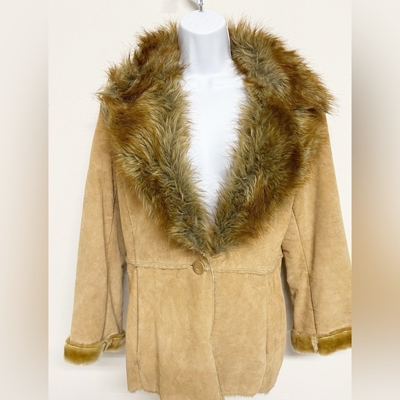 St Johns Bay Womens Vintage 90s y2k Penny Lane Boho Style Leather Coat Size M - Picture 3 of 8